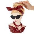 Wazon z głową kobiety w okularach przeciwsłonecznych i naszyjniku z pereł, 30 cm | Floristik24.pl