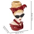 Wazon z głową kobiety w okularach przeciwsłonecznych i naszyjniku z pereł, 30 cm | Floristik24.pl