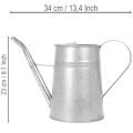Ocynkowana dekoracyjna konewka, metalowa, szara, w stylu vintage, 1,7 l, wys. 23 cm, do stylowych dekoracji kwiatowych i doniczek | Floristik24.pl