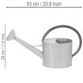 Konewka metalowa w stylu vintage, srebrno-szara, stylowa dekoracja ogrodowa, wazon na kwiaty, dł. 53 cm, wys. 29 cm | Floristik24.pl