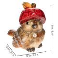 Dekoracyjna figurka ptaka z czerwoną czapeczką w kształcie jabłka, dekoracja jesienna, 13 cm | Floristik24.pl