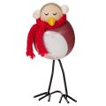 Dekoracyjna figurka ptaka z szalikiem, dekoracja zimowa, 11 cm, 4 sztuki | Floristik24.pl