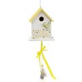 Floristik24 Dekoracyjny domek dla ptaków do zawieszenia żółto-biały 12cm