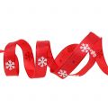 Floristik24 Wstążka świąteczna z płatkami śniegu czerwona 15mm 20m