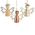Floristik24 Świąteczny aniołek dekoracja drewniana złoty wieszak dekoracyjny 9×3×7,5cm 6szt
