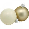 Floristik24 Kula choinkowa mix, dekoracja świąteczna, mini ozdoba choinkowa biała/perłowa H4,5cm Ø4cm prawdziwe szkło 24szt.