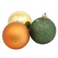 Floristik24 Kule świąteczne, dekoracje adwentowe, ozdoby choinkowe pomarańczowe/złote/zielone Ø5,5cm plastikowe 10szt.