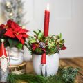 Floristik24 Doniczka świąteczna z Impem, dekoracja adwentowa, doniczka betonowa biała, czerwona Ø8cm H12,5cm 2szt.