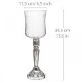 Floristik24 Latarnia szklana świeca szkło antyczne przezroczyste, srebrne Ø11,5cm W34,5cm