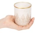 Szklany świecznik typu tealight z kwiatowym wzorem, Ø8cm, wys.9cm, 2 sztuki | Floristik24.pl