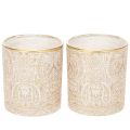 Floristik24 Szklany świecznik typu tealight z wzorem paisley, Ø8cm, wys.9cm, 2 sztuki