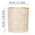 Szklany świecznik typu tealight z wzorem paisley, Ø8cm, wys.9cm, 2 sztuki | Floristik24.pl