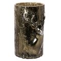 Floristik24 Szklany świecznik typu tealight z głową jelenia i reliefami drzew, zimowa dekoracja, 26 cm