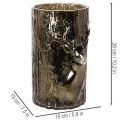 Szklany świecznik typu tealight z głową jelenia i reliefami drzew, zimowa dekoracja, 26 cm | Floristik24.pl