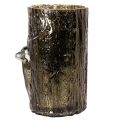 Szklany świecznik typu tealight z głową jelenia i reliefami drzew, zimowa dekoracja, 26 cm | Floristik24.pl
