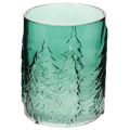 Floristik24 Szklany świecznik typu tealight z reliefem jodeł, dekoracja świąteczna, 16 cm
