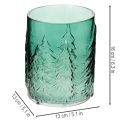 Szklany świecznik typu tealight z reliefem jodeł, dekoracja świąteczna, 16 cm | Floristik24.pl