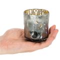 Szklany świecznik typu tealight z motywem ptaka i płatka śniegu, 8 cm, 2 sztuki | Floristik24.pl