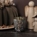 Szklany świecznik typu tealight z motywem ptaka i płatka śniegu, 8 cm, 2 sztuki | Floristik24.pl