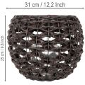 Świecznik na podgrzewacze tkany, czarno-brązowy, letnia dekoracja, Ø31cm, wys. 25cm | Floristik24.pl