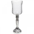 Floristik24 Latarnia szklana świeca szkło antyczne przezroczyste, srebrne Ø11,5cm W34,5cm