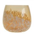 Floristik24 Latarnia szklana świecznik na tealighty szklana dekoracja brązowa biała Ø8cm 4szt