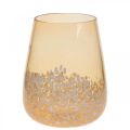 Floristik24 Latarnia szklana świecznik na tealight szklana dekoracja brązowa biała Ø10cm