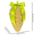 Sztuczne zawieszki w kształcie szyszek z wstążką prezentową i kokardą, 23 cm, 3 sztuki | Floristik24.pl