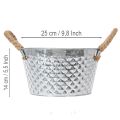 Okrągła miska cynkowa z uchwytami linowymi Ø25cm H14cm | Floristik24.pl
