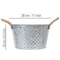 Okrągła miska cynkowa z uchwytami linowymi Ø28cm H16cm | Floristik24.pl