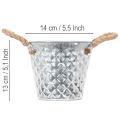 Garnek cynkowy z uchwytami linowymi Ø14,5cm H13cm | Floristik24.pl