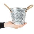 Garnek cynkowy z uchwytami linowymi Ø14,5cm H13cm | Floristik24.pl