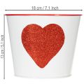 Doniczka biała z czerwonym sercem, Ø18cm, wys. 13,5cm | Floristik24.pl