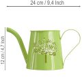 Dekoracyjna metalowa konewka, wzór dmuchawca, zielona, wys. 12 cm, 2 sztuki, wazon dekoracyjny, styl shabby chic | Floristik24.pl