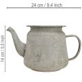 Dekoracyjny metalowy czajniczek, styl vintage, szary, 24×14×14 cm, styl retro shabby chic | Floristik24.pl