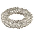 Dekoracyjny wieniec z drewna, rattan naturalny biały Ø40cm W9,5cm | Floristik24.pl