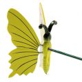 Floristik24 Motyl na patyczku 17cm żółty