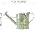 Konewka metalowa, styl vintage, zielono-srebrna z kwiatowym wzorem - doniczka dekoracyjna, Ø18 cm | Floristik24.pl