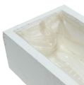 Floristik24 Drewniane pudełko z folią białe 50cm x 9cm x 6cm