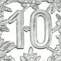 Floristik24 Numer rocznicowy 10 srebrny Ø8cm 10szt