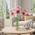Sztuczne kwiaty ogrodowe Gerbera, różowe, 47 cm, 6 sztuk | Floristik24.pl