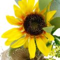 Floristik24 Sztuczny słonecznik, jedwabny kwiat, letnia dekoracja, słonecznik w jutowym worku