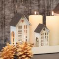 Zestaw latarni morskich Metal Trzy domki na tacy 35 cm 1 zestaw | Floristik24.pl