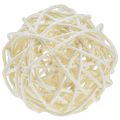 Floristik24 Dekoracja stołu z kulkami z bielonego rattanu, rattan w kolorze kremowym, Ø5cm, 24 sztuki