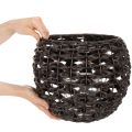 Świecznik na podgrzewacze tkany, czarno-brązowy, letnia dekoracja, Ø31cm, wys. 25cm | Floristik24.pl